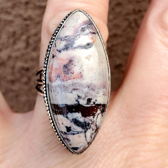 New Pink Brecciated Mookaite 925 Silver Ring. - Picture 6 of 12